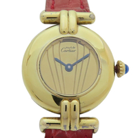 【二手名牌BRAND OFF】Cartier 卡地亞 Must De Cartier Vermeil 金色錶盤 石英 腕錶 590002