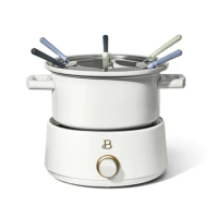 Beautiful 3QT Electric Fondue Set with Bonus 2QT Ceramic Pot, White Icing by Drew Barrymore