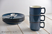 日本海鼠釉疊式馬克杯_北歐深藍 日本陶杯 杯子 咖啡杯 茶杯 疊杯 陶杯 馬克杯 日本製杯子 美濃燒 マグカップ