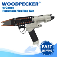 WOODPECKER C-77XE 15 Gauge Pneumatic Hog Ring Gun with 73.5mm Extral Long Nose, 19mm Crown 8mm Closure Diameter, for Wire Cages