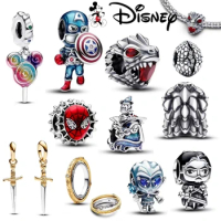 2024 New Captain America HEROCROSS Disney Magician Charm Bead Fit Original Pandora Bracelet Diy Jewelry Gifts