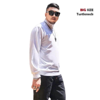BARU BAJU KAOS LEHER TINGGI LENGAN TANGAN PANJANG TURTLENECK PRIA XL / XXL - Hitam, XL BISA CODE