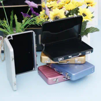 1pcs Creative Aluminum ID Credit Card Holder Storage Case Box Business Card Case Bank Card Holder Suitcase Shape Organizer Boxes