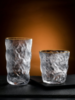 日式金邊酒杯威士忌杯子水晶玻璃洋酒杯純飲杯冰川杯透明簡約茶杯