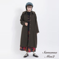 Samansa Mos2  羊毛混紡可拆領圓釦長版大衣外套
