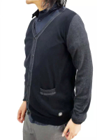 East Pole Men's V-neck Cotton Cashmere Contrasting Cardigan