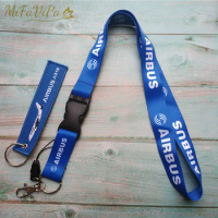 2 PCS Blue Airbus A310 Sleutelhange Cessna Keychain Airbus Neck Strap Chaveiro llavero Lanyard for ID Card Holder for Pilot