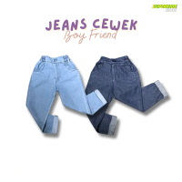 SUPERKIDSCLOTH - Celana Panjang Anak Perempuan Jeans Model Boyfriend Simpel Lipat Bawah | Celana Pan