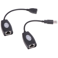 อะแดปเตอร์ขยาย USB UTP, สำหรับสาย CAT5E และ CAT6 Ethernet RJ45 เดียว, ขยายสูงสุด 150 ฟุต, ใช้พลังงาน