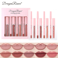 Set Gincu, Pelapik Bibir + Pengilat Bibir, Kalis Air, Cawan Tidak Melekat, Kemasan Pusam, Empat dala