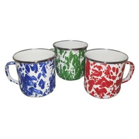 Mug Enamel 9 Cm- Gelas Loreng Si Doel- Gelas Loreng Bapa Bapa Cangkir Blirik Jadul Merah Biru,1 Pcs