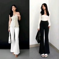 Flare Pants Highwaist - Scuba Cutbray - Celana Kulot semi Cutbray Premium