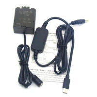PD USB C Adapter Power Cable+VW-VBG130 VBG6 Dummy Battery for Panasonic HS9 TM300 TM350 TM200 TM600 TM700 HDC-DX1 HDC-SX5 Camera