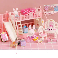 Dolls For Girls Rabbit Bedroom Kitchen Dollhouse Miniatures Mini Furniture Toys Play House Children's Toys Girls Birthday Gifts
