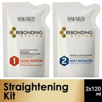 Makarizo Professional Rebonding System Hair Straightening Gold Edition Krim Pelurus untuk Rambut Ker