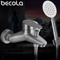 Becola 304 Stainless Steel Shower Faucet Bath Faucet Mixer Tap With Stainless Steel Slide Bar Shower Set Becola-Sus2