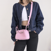 HERMES 愛馬仕 Mini Lindy Bag 銀釦斜背手提兩用包(錦葵紫)