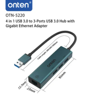 ONTEN 4 IN 1 USB 3.0 TO 3-Ports USB 3.0 Hub With Gigabit Ethernet Adapter