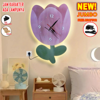 3D layer Jam Dinding Aesthetic Bunga Boho Aestetik LED Kayu Lampu