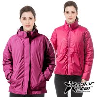 【PolarStar 桃源戶外】女 防水兩件式羽絨外套『紫紅』P21236(戶外 登山 露營 機能 保暖 旅遊)