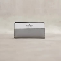 Dompet KATE SPADE HALF GREY WHITE BIFOLD LONG WALLET 100% ORIGINAL 18X17CM
