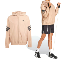 Adidas GYM+3S WND Break 男款 奶茶色 運動 休閒 拉鍊 網眼 口袋 連帽 外套 JM6751