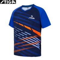 Stiga Table Tennis Jersey Men Women T-shirt for Ping Pong Game Training Quick Dry Workout Shirt Short Sleeve with Comfy