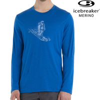 Icebreaker Tech Lite II AD150 男款 圓領長袖上衣/美麗諾羊毛排汗衣-高山滑雪 0A56KY 580 豔藍