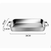 304不銹鋼長方形烤盤雙耳烤魚托盤電磁爐烤箱用 