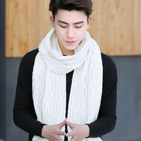 ✤宜家✤【WI16111417】冬季保暖素色加厚針織圍巾(白)