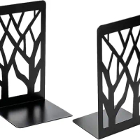 Book Ends Tree Design Modern Bookends For Shelves, Non-Skid Bookend, Heavy Duty Metal Book Stopper For Books/CDs