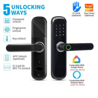Tuya WIFI Remote Unlock Smart Door Locks TTlock Work with Google Alexa Fingerprint Password Card NFC Key APPUnlock Electric Lock