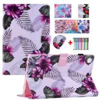 For Samsung Galaxy Tab A7 Case 10.4 inch SM-T500 Fashion 2021 Tablet A7 Lite 8.7'' SM-T220 Purple Flower T225 Card Wallet Cover