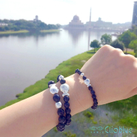 【CLIO BLUE】小魚寶石手環-紫水晶-6mm(法國巴黎品牌/925純銀)