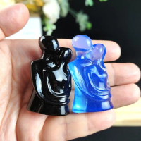 New Arrivals Natural Crystal Stone Embrace Couple Obsidian Carving Home Decor Desktop Ornament Valentine Craftwork Gifts 1PC