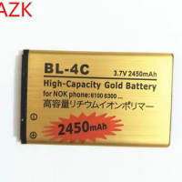 AZK New Gold 2450mAh BL-4C battery for Nokia 6100 6300 6125 6136S 6170 6260 6301 7705 7200 7270 8208 BL4C phone
