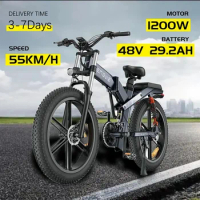 E bike 1200W Motor 48V 29.2AH Lithium Battery Folding Electric Bicycle Shock Absorption Mountain 26*4.0 Fat Tire Electric Bike