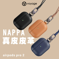 【VOYAGE】AirPods Pro 第2代 NAPPA真皮防摔保護殼(貼心隨附編織頸掛繩)