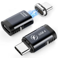 Penyesuai Magnetik USB4.0, 140W, Pengecasan Pantas, Penukar Magnet, USB C Ke Jenis C, Penyambung Pen