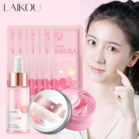 Sakura Face Care Deep Cleansing Sakura Mud Mask &amp; Whitening Face Serum &amp; Sleeping Mask Cream For Acne Blackhead And Oily Skin