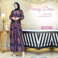 Parang Dress Batik Modern Motif Bunga Jarik Lengan Panjang Gamis Jumbo Maxy Calvin Jeans Melar Jatuh