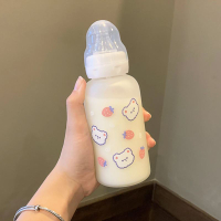 日本代購女友專屬奶瓶創意吸管水杯可愛大人學生少女玻璃杯子成人