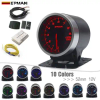 EPMAN 2" 52mm Black Car Auto Digital Multicolour LED Tachometer Gauge RPM LED Meter Kit+ Pod Holder+Sensor EPXX706