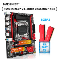 MACHINIST X99 RS9 Motherboard Set LGA 2011-3 Xeon Kit E5 2697 V3 Processor CPU 16GB=2pcs*8GB 2666MHz DDR4 Memory RAM USB 3.0 SSD