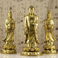 Bronze Western Three Saints Buddha Statue to Amitabha Buddha Statue Offering Buddha Statue Decoration