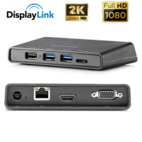 USB 3.0 HDMI VGA Converter Docking Stations Chip of Displaylink Video Converter 7-in-1 USB 3.0 with HDMI VGA for Macs Windows