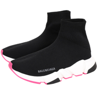 BALENCIAGA Speed Trainer 撞色鞋底字母襪套式運動鞋(螢光粉)