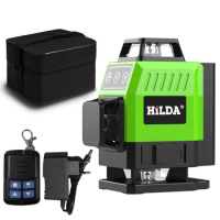 Hilda 16 Lines 4D Laser Level Green Laser Beam Self-Leveling 360 Vertical Horizontal with Receiver Tripod