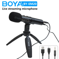 BOYA BY-EM20 Live Streaming Microphone condenser cardioid microphone Handheld microphone low noise for Android laptops computers