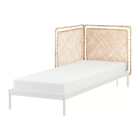 VEVELSTAD 單人床框附2個床頭板, 白色/tolkning 籐製, 90x200 公分